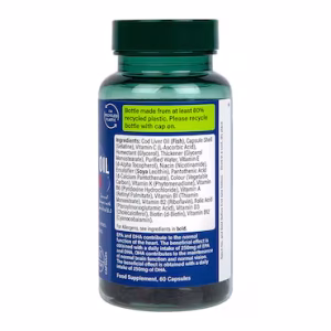 Dầu gan cá tuyết bổ sung Omega Holland Barrett Cod Liver Oil 500mg - 60 viên
